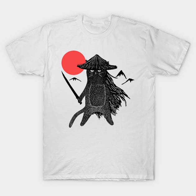 Cat Samurai T-Shirt by Bongonation